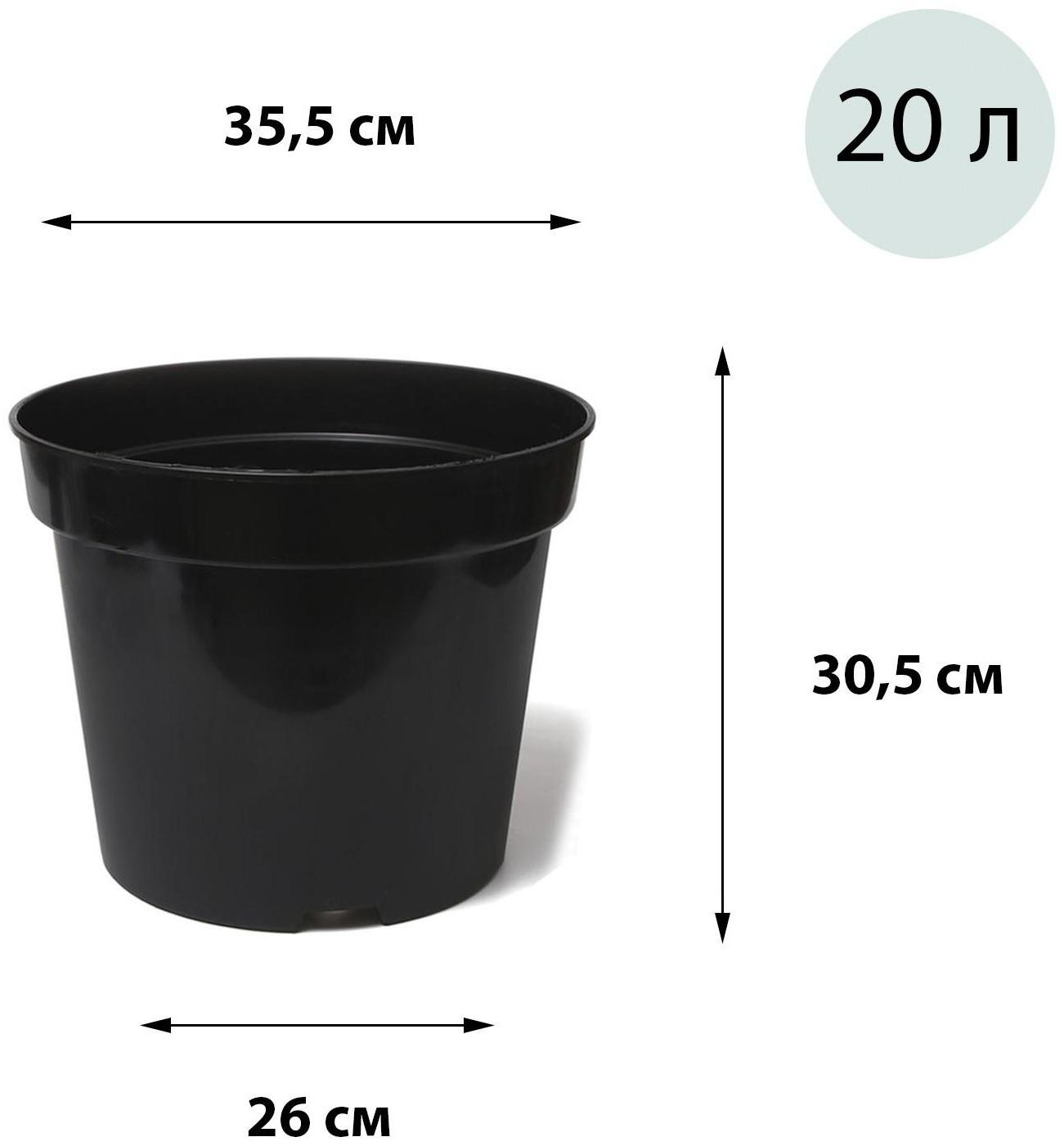 Горшок для рассады, 20 л, d = 35,5 см, h = 30,5 см, чёрный, Greengo