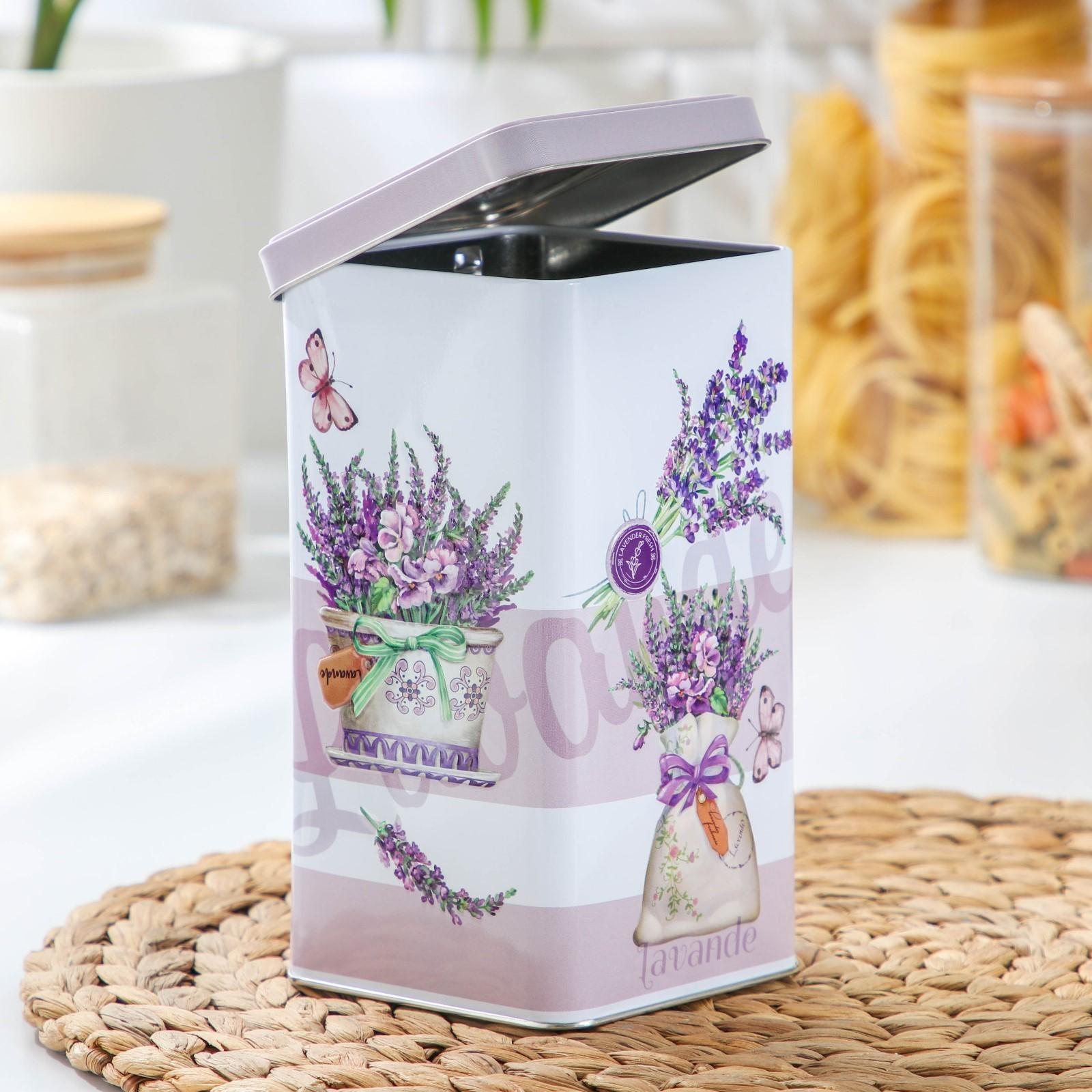Банка для сыпучих продуктов «Лаванда-3», 1,2 л, 9×16,5 см, прямоугольная