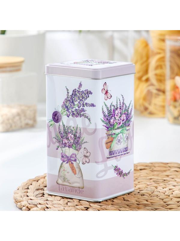 Банка для сыпучих продуктов «Лаванда-3», 1,2 л, 9×16,5 см, прямоугольная