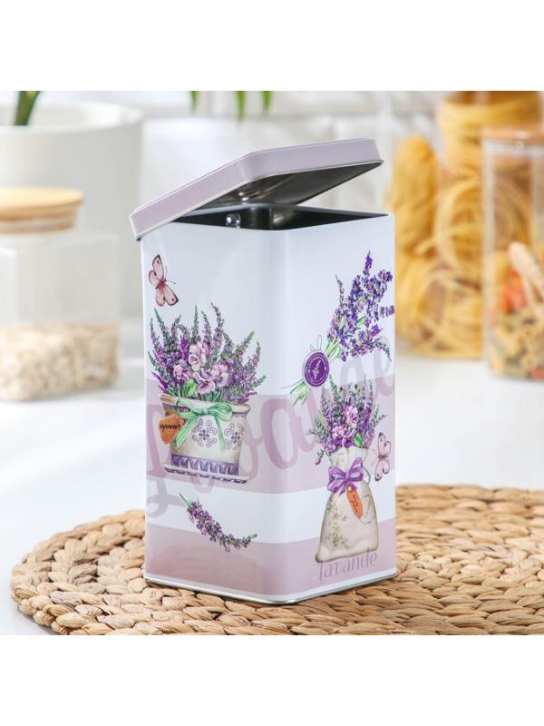 Банка для сыпучих продуктов «Лаванда-3», 1,2 л, 9×16,5 см, прямоугольная
