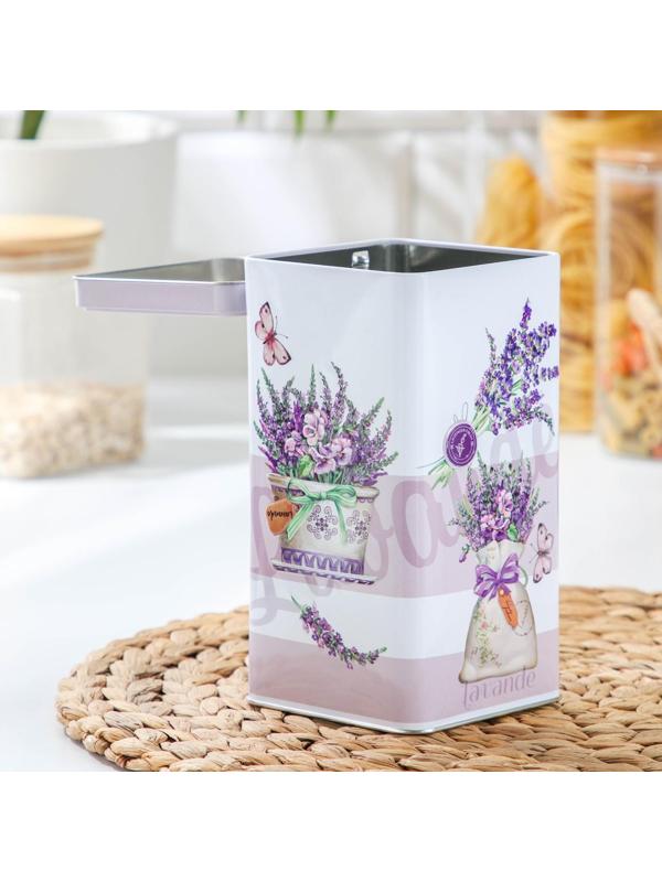 Банка для сыпучих продуктов «Лаванда-3», 1,2 л, 9×16,5 см, прямоугольная