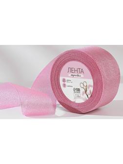 Лента парчовая, 50 мм, 23 ± 1 м, цвет розовый №013