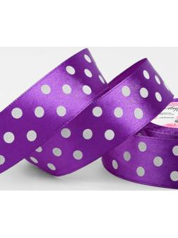 Лента атласная «Горох», 25 мм × 23 ± 1 м, цвет фиолетовый №154