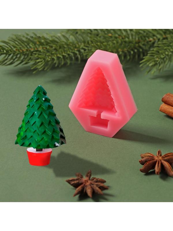Силиконовый молд «Ёлки-иголки», 7×5,5×1,8 см, цвет розовый