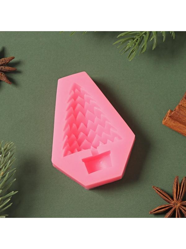 Силиконовый молд «Ёлки-иголки», 7×5,5×1,8 см, цвет розовый