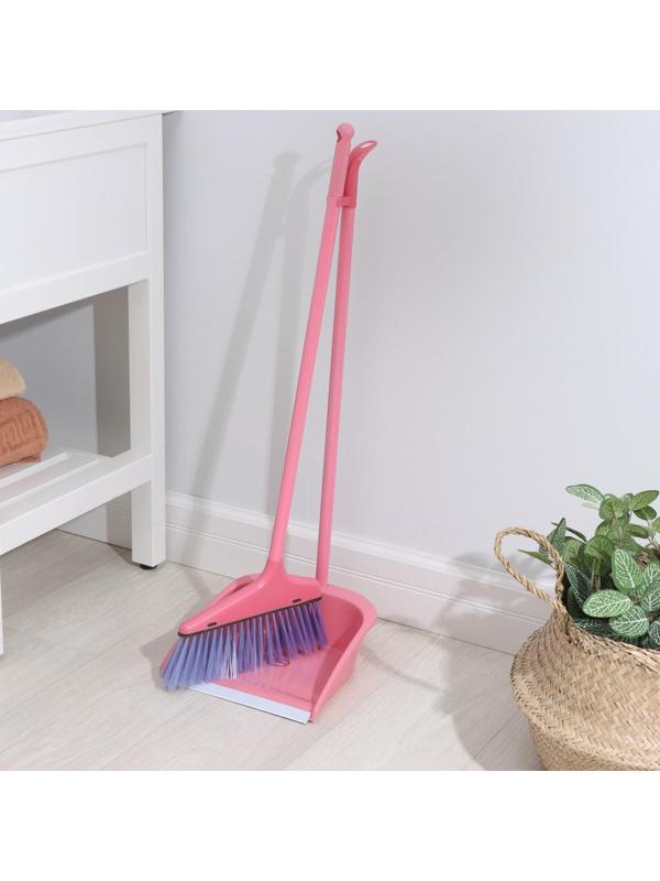 Щётка с совком Доляна: щётка 23×78, совок 25×26×71, ручки металл, цвет МИКС