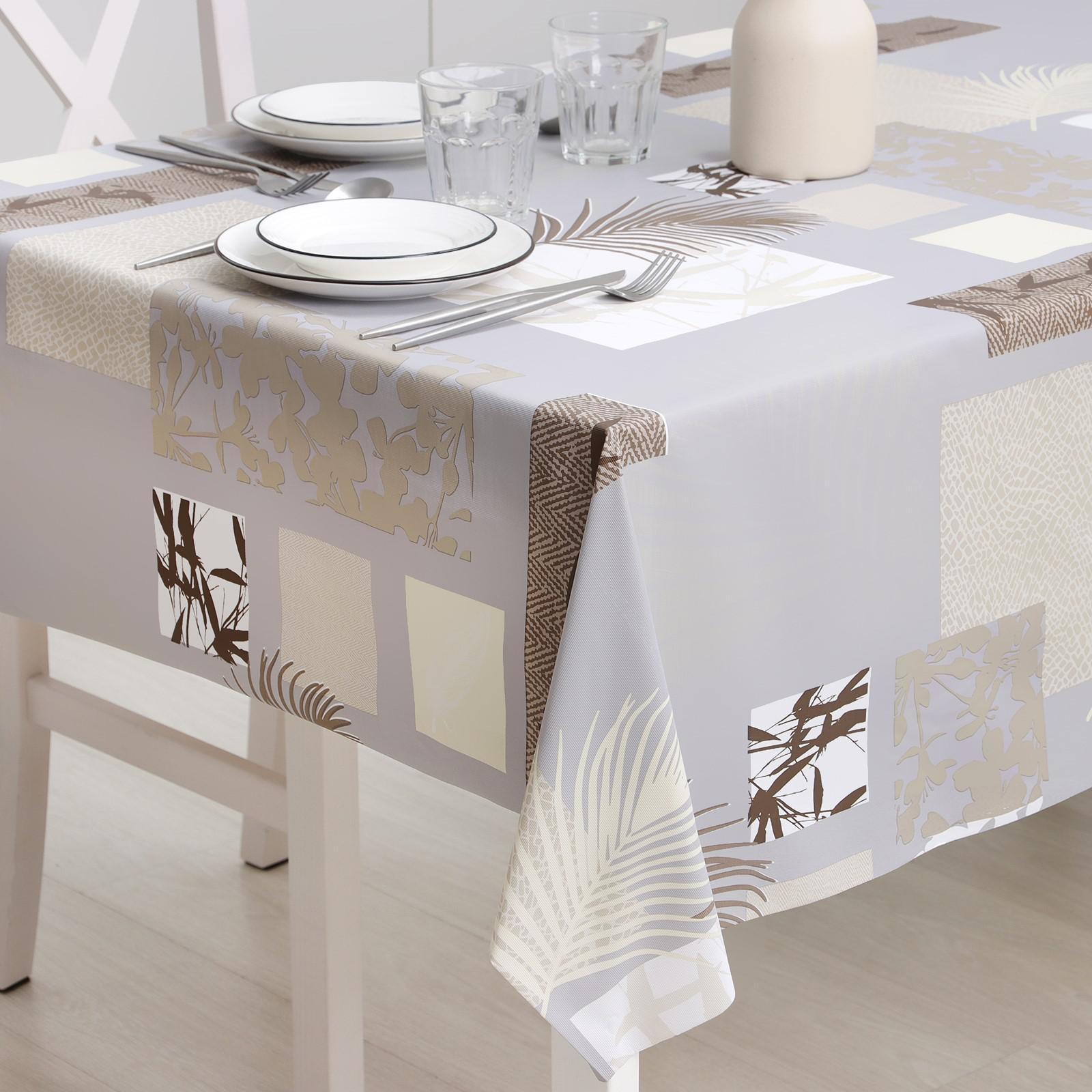 Клеёнка столовая на тканевой основе «Папоротник», рулон 20 метров, ширина 137 см, цвет серый