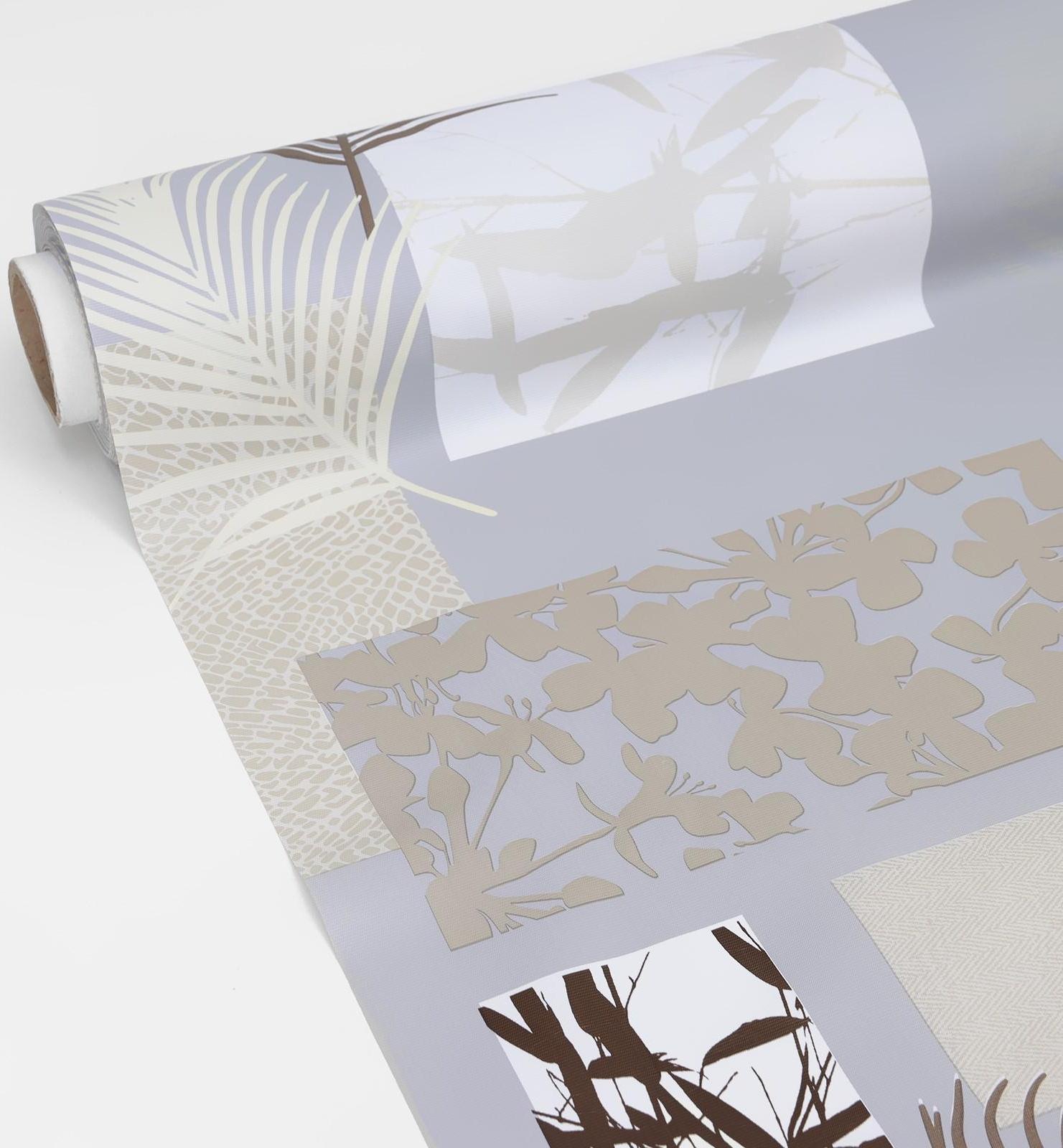 Клеёнка столовая на тканевой основе «Папоротник», рулон 20 метров, ширина 137 см, цвет серый