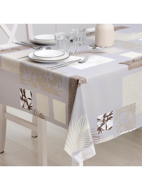 Клеёнка столовая на тканевой основе «Папоротник», рулон 20 метров, ширина 137 см, цвет серый