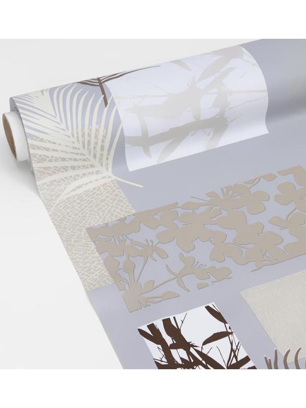 Клеёнка столовая на тканевой основе «Папоротник», рулон 20 метров, ширина 137 см, цвет серый