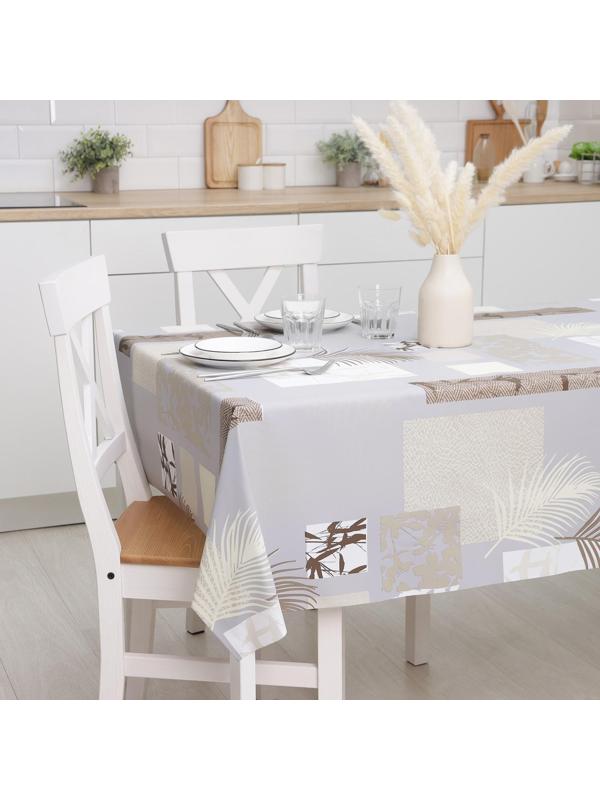 Клеёнка столовая на тканевой основе «Папоротник», рулон 20 метров, ширина 137 см, цвет серый