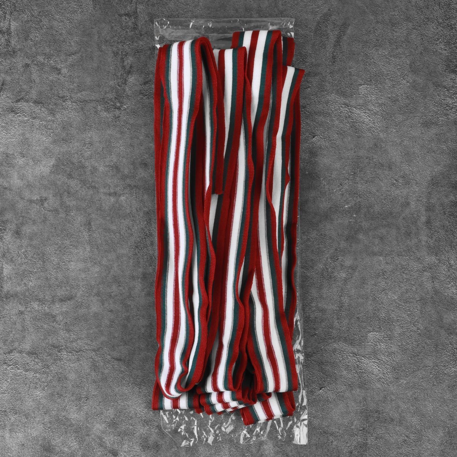 Тесьма трикотажная лампас 40 мм, 9 ± 0,5 м, цвет бордовый/зелёный/белый