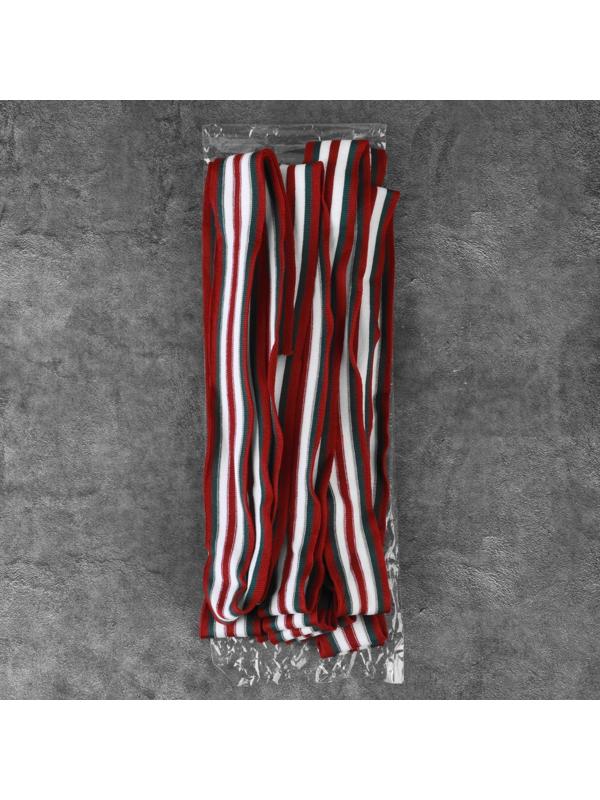 Тесьма трикотажная лампас 40 мм, 9 ± 0,5 м, цвет бордовый/зелёный/белый