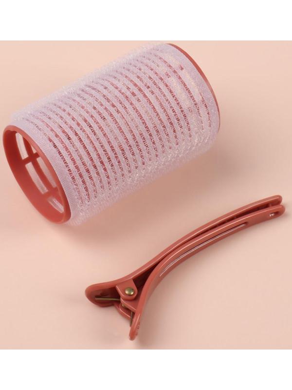 Бигуди для чёлки, с зажимом, d = 3,5 см, 6,2 см, цвет розовый/бежевый