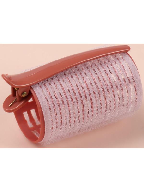 Бигуди для чёлки, с зажимом, d = 3,5 см, 6,2 см, цвет розовый/бежевый