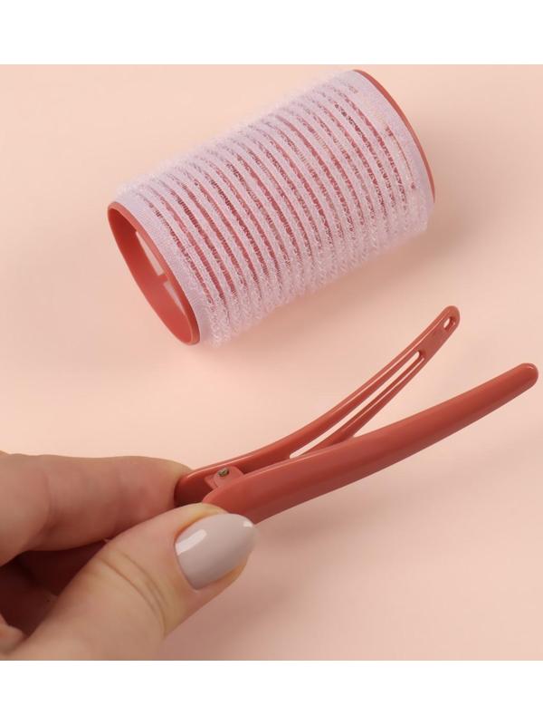 Бигуди для чёлки, с зажимом, d = 3,5 см, 6,2 см, цвет розовый/бежевый