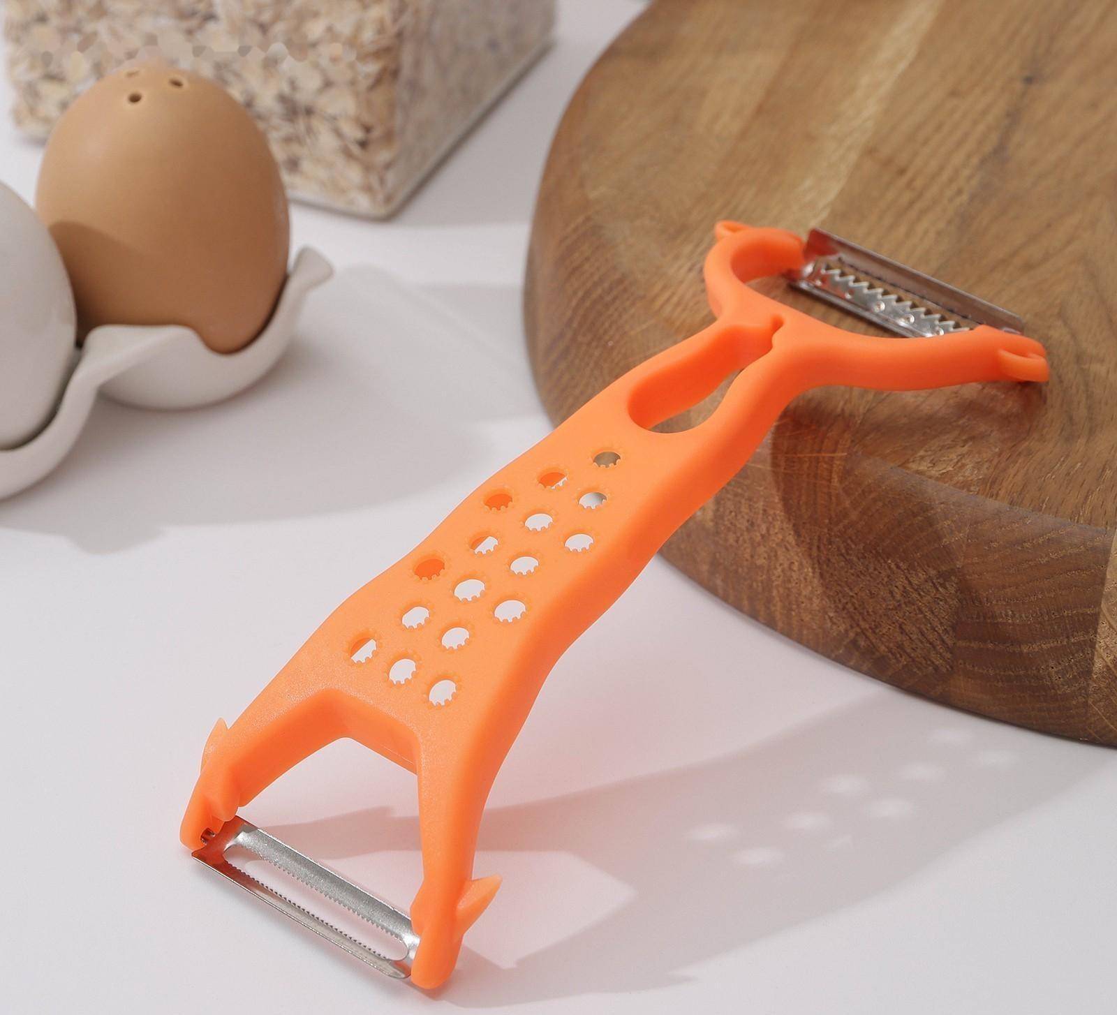 Овощечистка Доляна «Горох», двухсторонняя, 16 см, цвет оранжевый