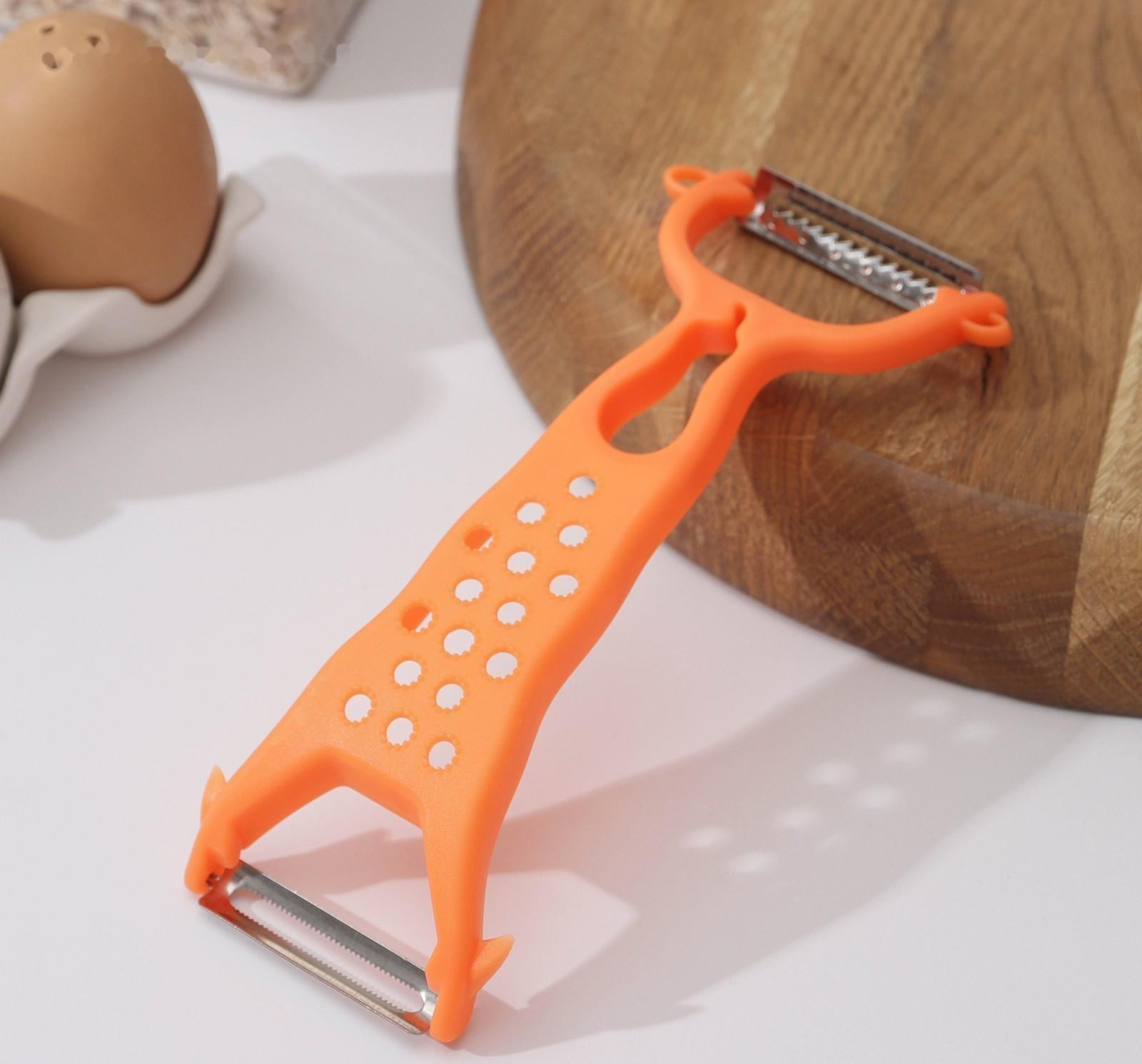 Овощечистка Доляна «Горох», двухсторонняя, 16 см, цвет оранжевый