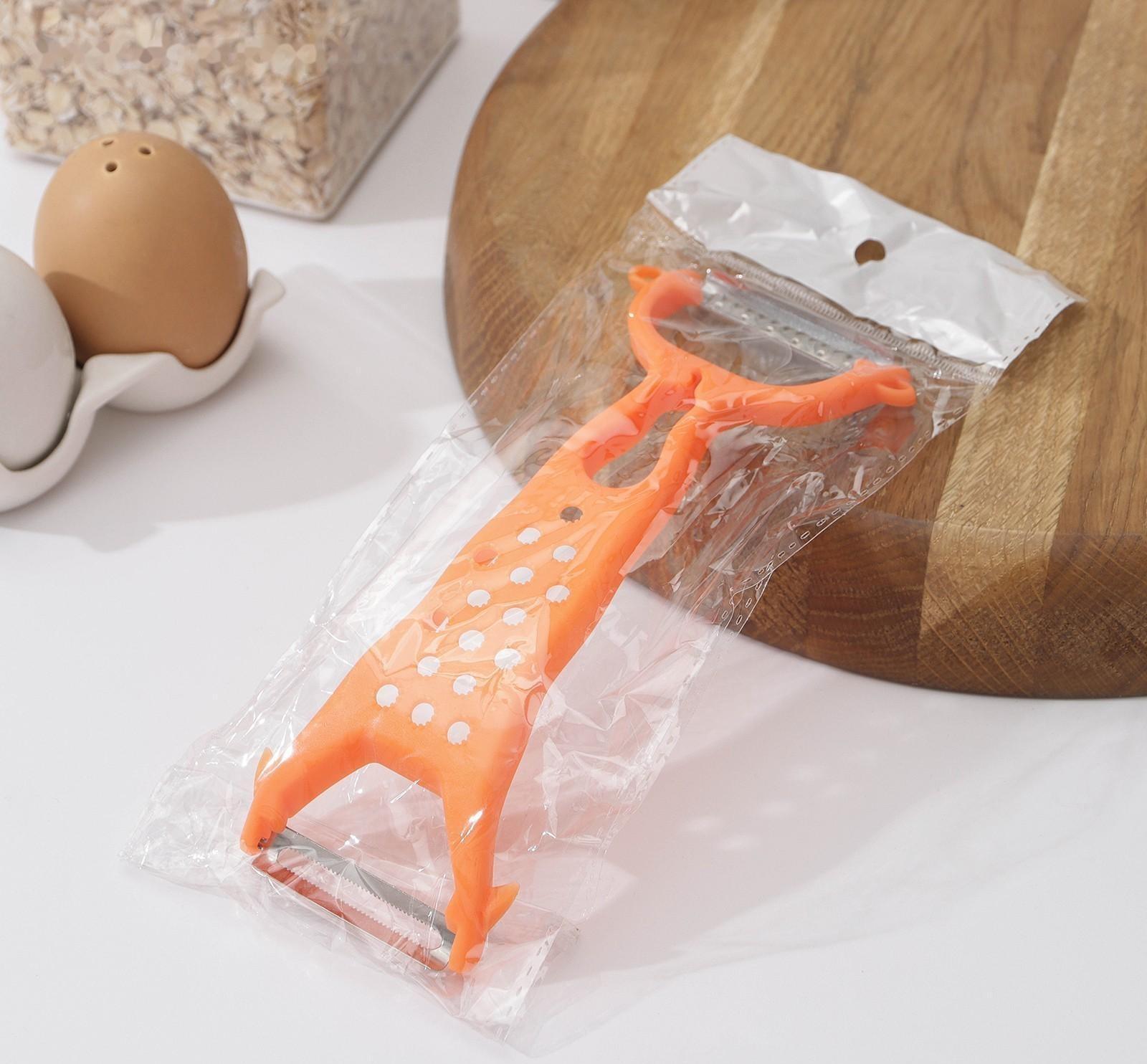 Овощечистка Доляна «Горох», двухсторонняя, 16 см, цвет оранжевый