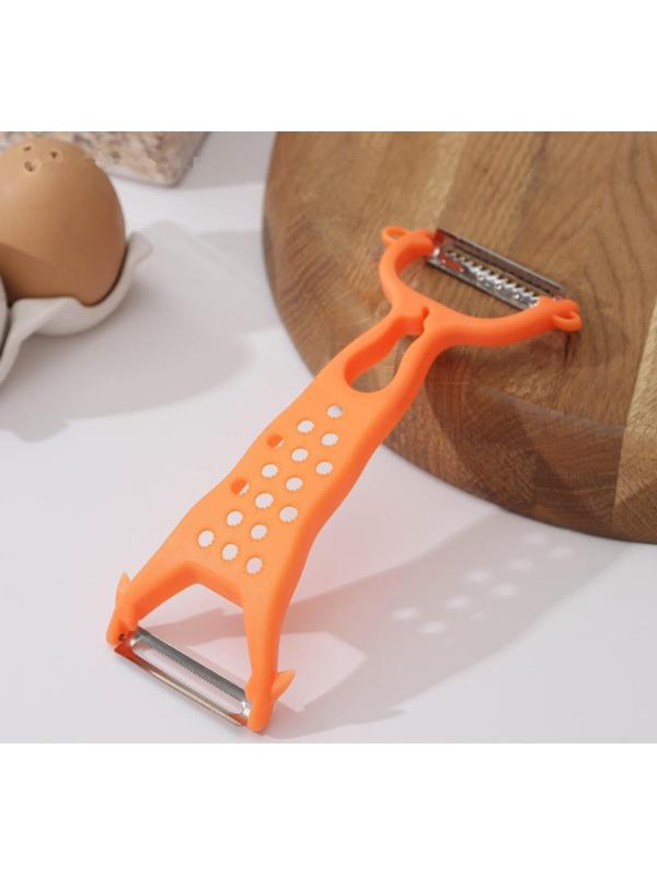 Овощечистка Доляна «Горох», двухсторонняя, 16 см, цвет оранжевый