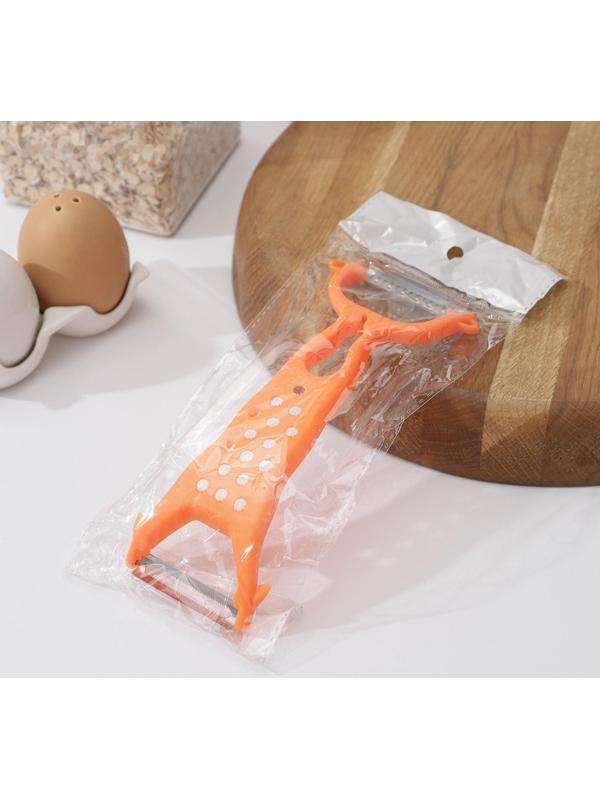 Овощечистка Доляна «Горох», двухсторонняя, 16 см, цвет оранжевый