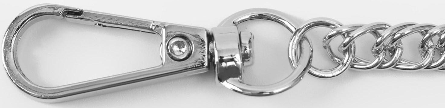 Цепочка для сумки, с карабинами, железная, 6 × 8 мм, 120 см, цвет серебряный