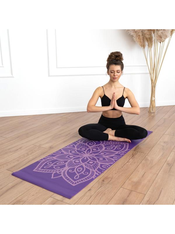 Коврик для йоги «Мандала» 173 х 61 х 0,4 см, цвет фиолетовый