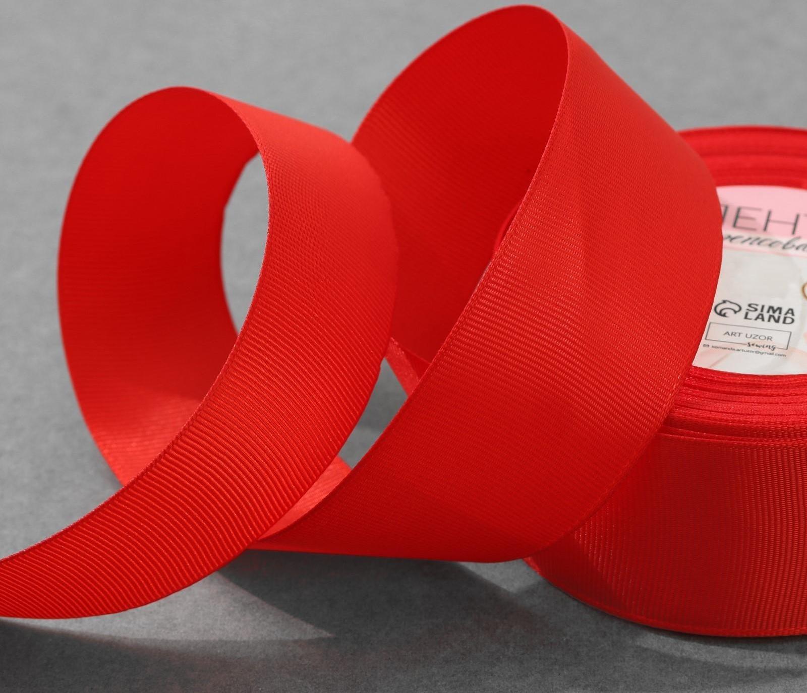 Лента репсовая, 40 мм, 23 ± 1 м, цвет красный №26