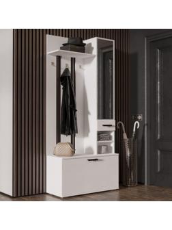 Прихожая с зеркалом Ника 910х354х2035 Белая гладкая