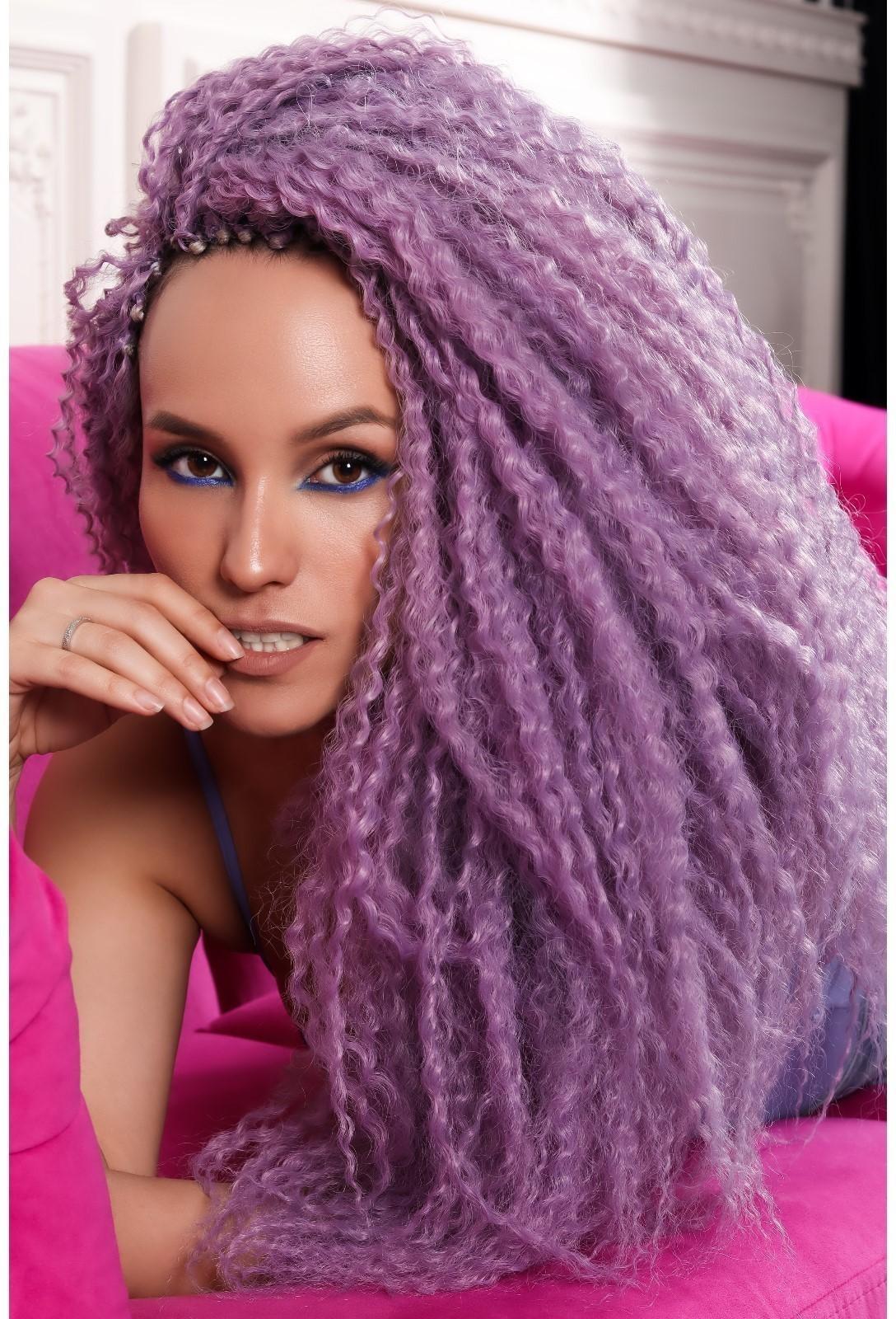 САМБА Афролоконы, 60 см, 270 гр, цвет пепельный/белый HKB454/60 (Бразилька)