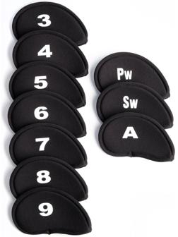 Набор чехлов для гольф-клюшек, 10 шт, черные