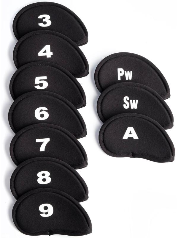 Набор чехлов для гольф-клюшек, 10 шт, черные