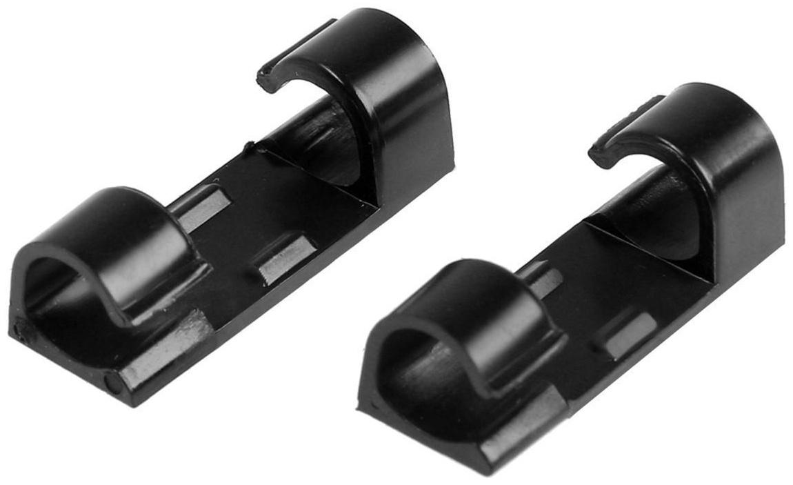 Держатель самоклеящийся для проводов и гирлянд ТУНДРА, 20 шт, цвет черный