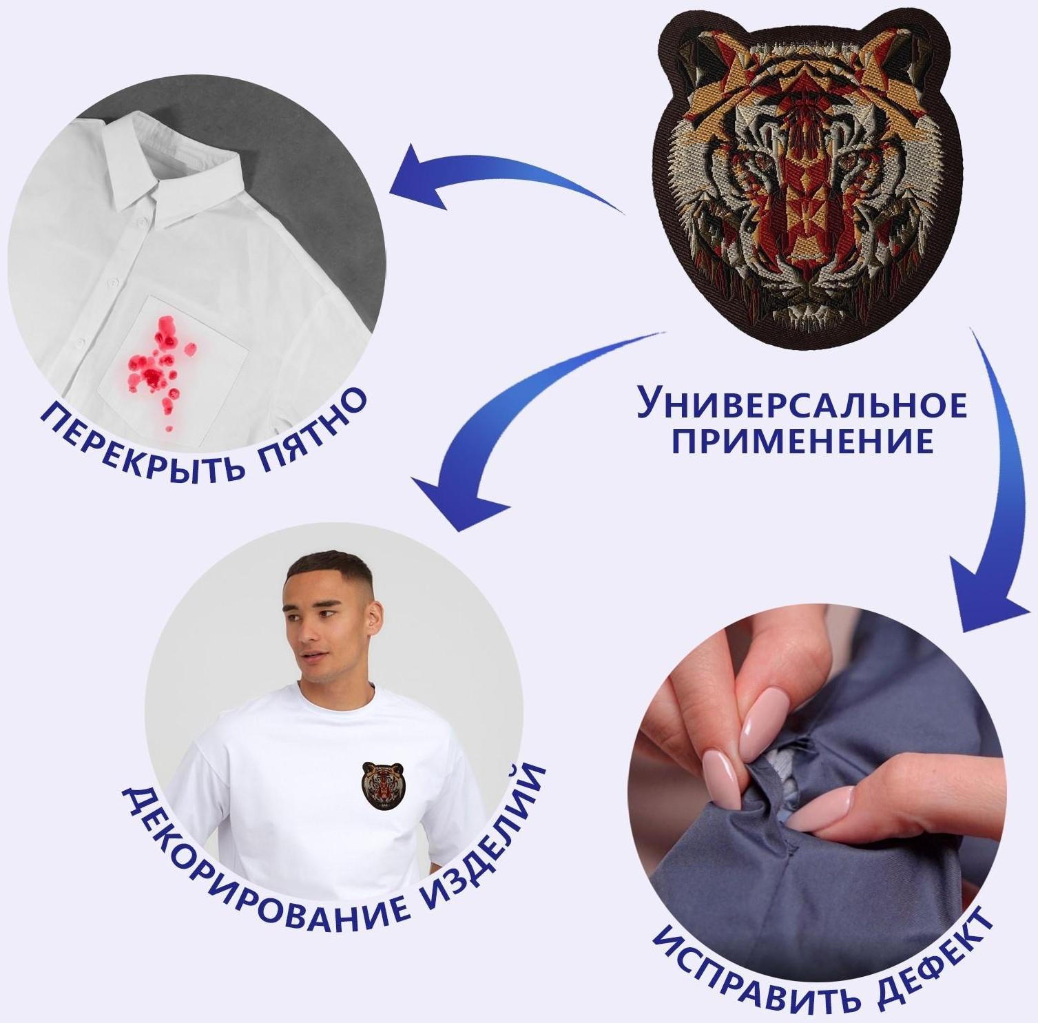 Термоаппликация «Тигр», 5,6 × 6,3 см, цвет коричневый