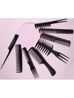 Набор расчёсок, 8 предметов, цвет чёрный