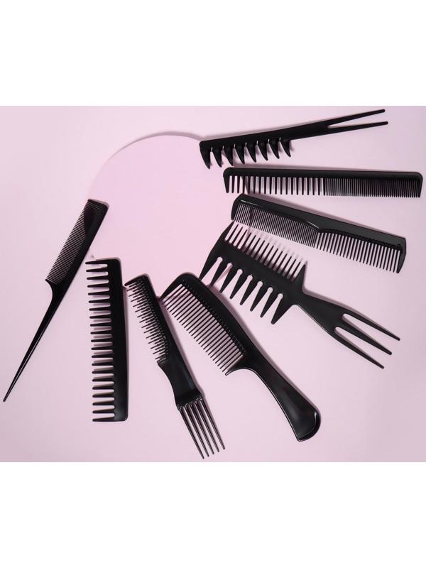 Набор расчёсок, 8 предметов, цвет чёрный
