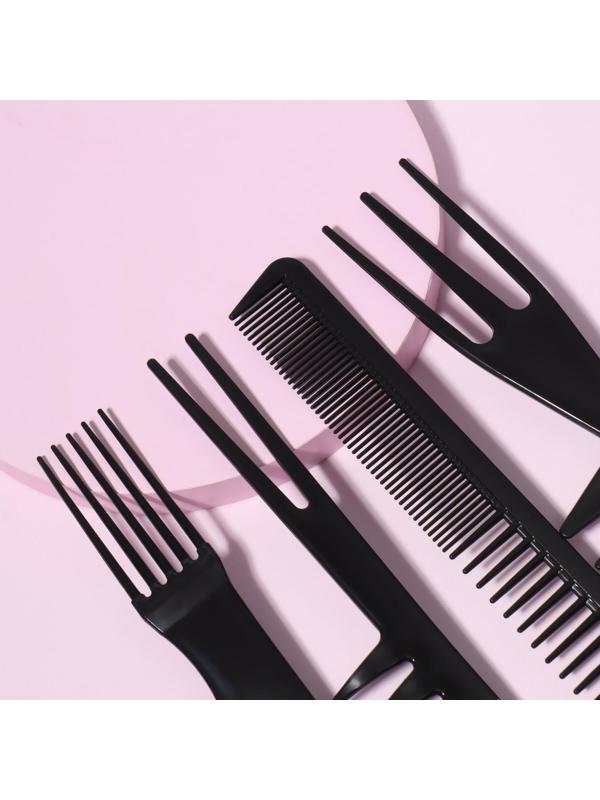 Набор расчёсок, 8 предметов, цвет чёрный