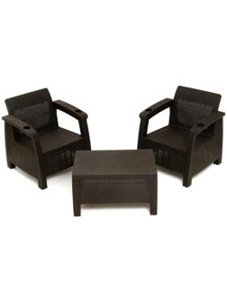 Набор садовой мебели: два кресла и стол, мокко