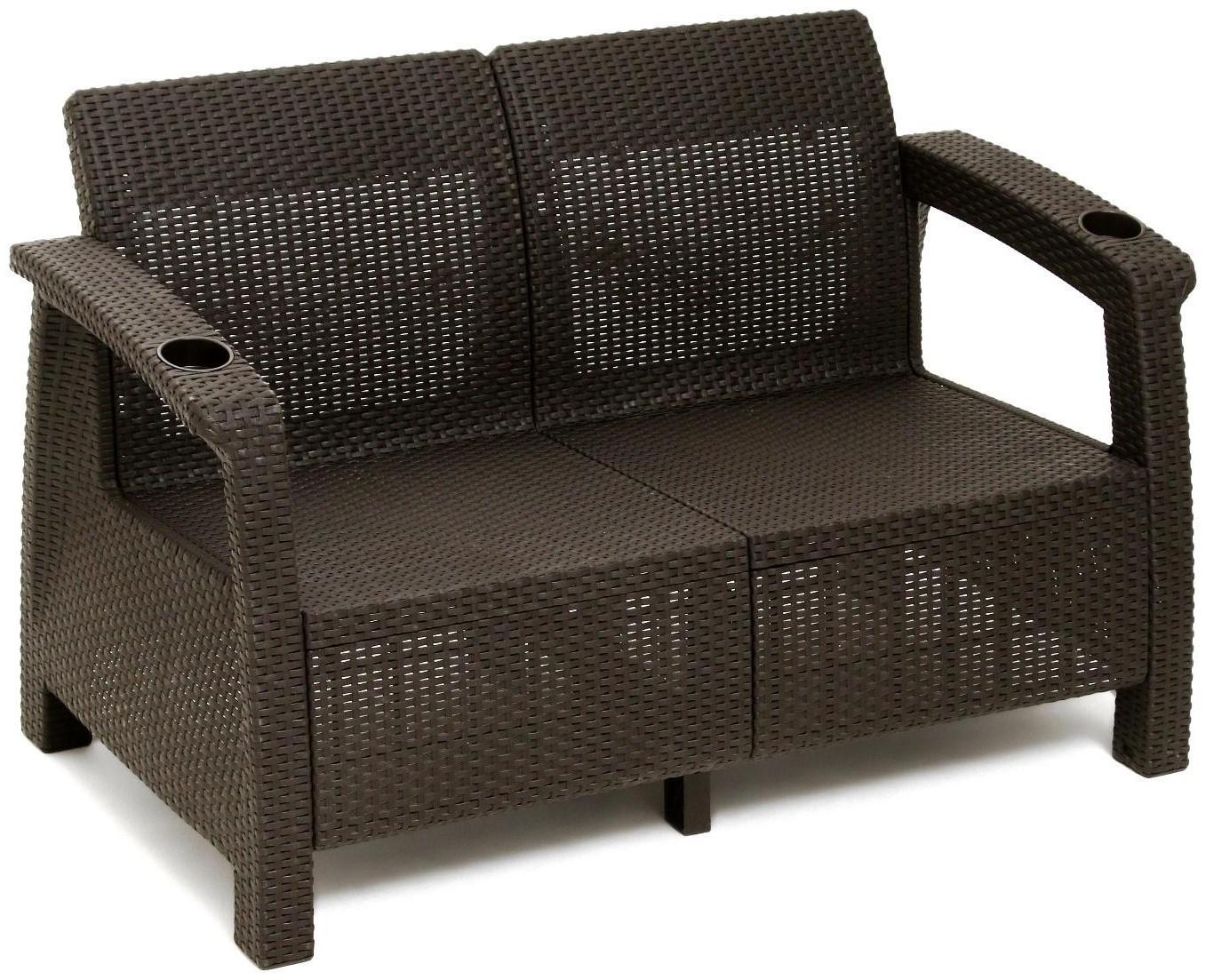 Набор садовой мебели: диван двухместный, два кресла, стол, мокко