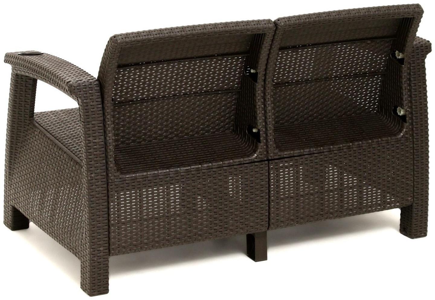 Набор садовой мебели: диван двухместный, два кресла, стол, мокко