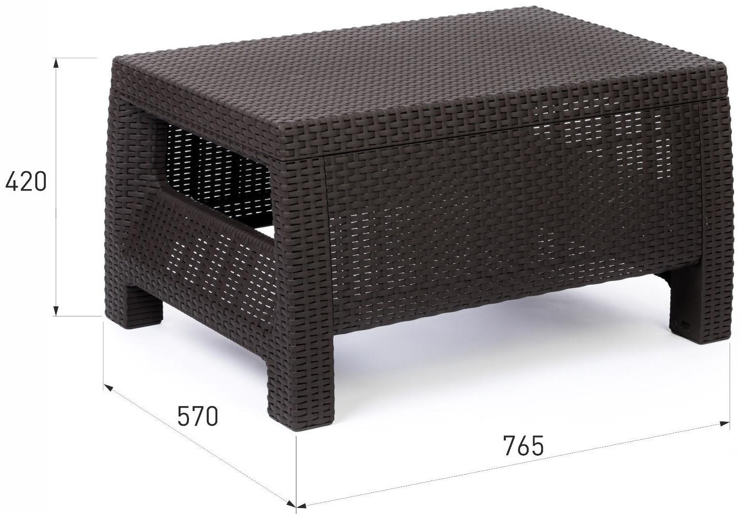 Набор садовой мебели: диван двухместный, два кресла, стол, мокко