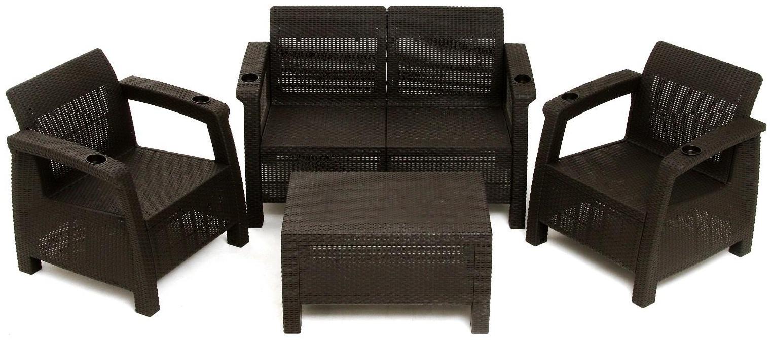 Набор садовой мебели: диван двухместный, два кресла, стол, мокко