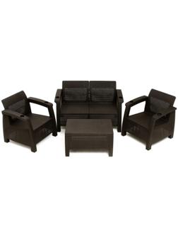 Набор садовой мебели: диван двухместный, два кресла, стол, мокко