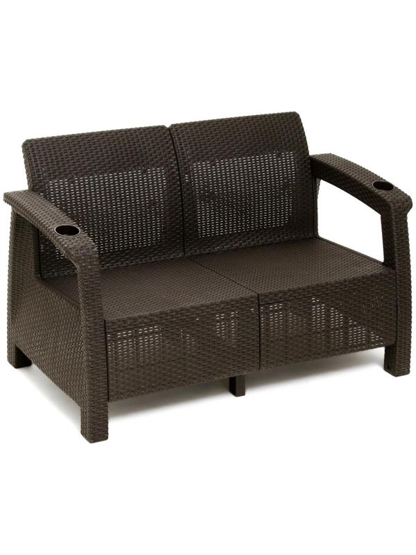 Набор садовой мебели: диван двухместный, два кресла, стол, мокко