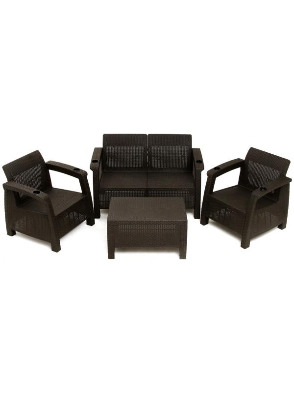 Набор садовой мебели: диван двухместный, два кресла, стол, мокко