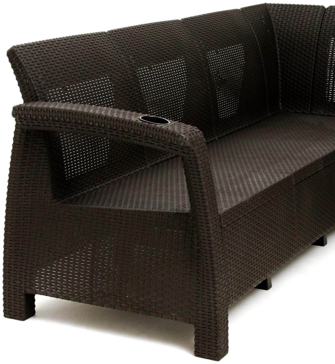 Набор садовой мебели: диван угловой и стол, мокко