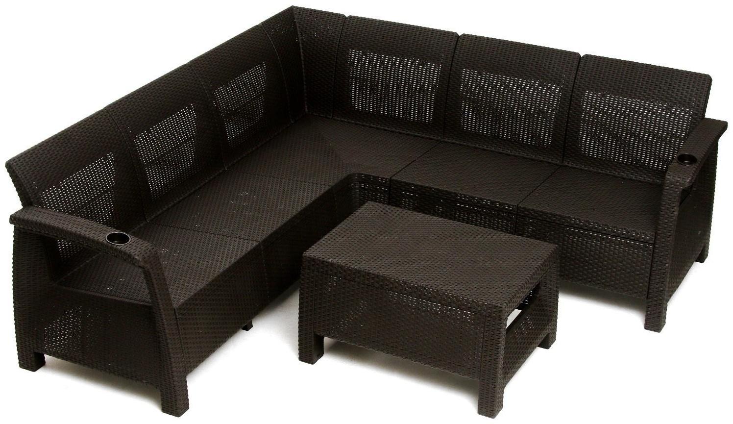 Набор садовой мебели: диван угловой и стол, мокко