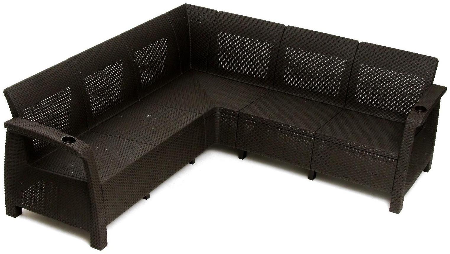 Набор садовой мебели: диван угловой и стол, мокко