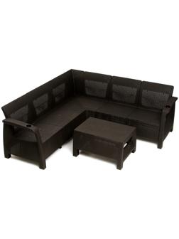 Набор садовой мебели: диван угловой и стол, мокко