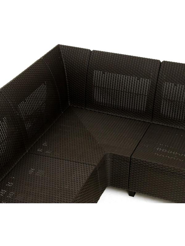 Набор садовой мебели: диван угловой и стол, мокко